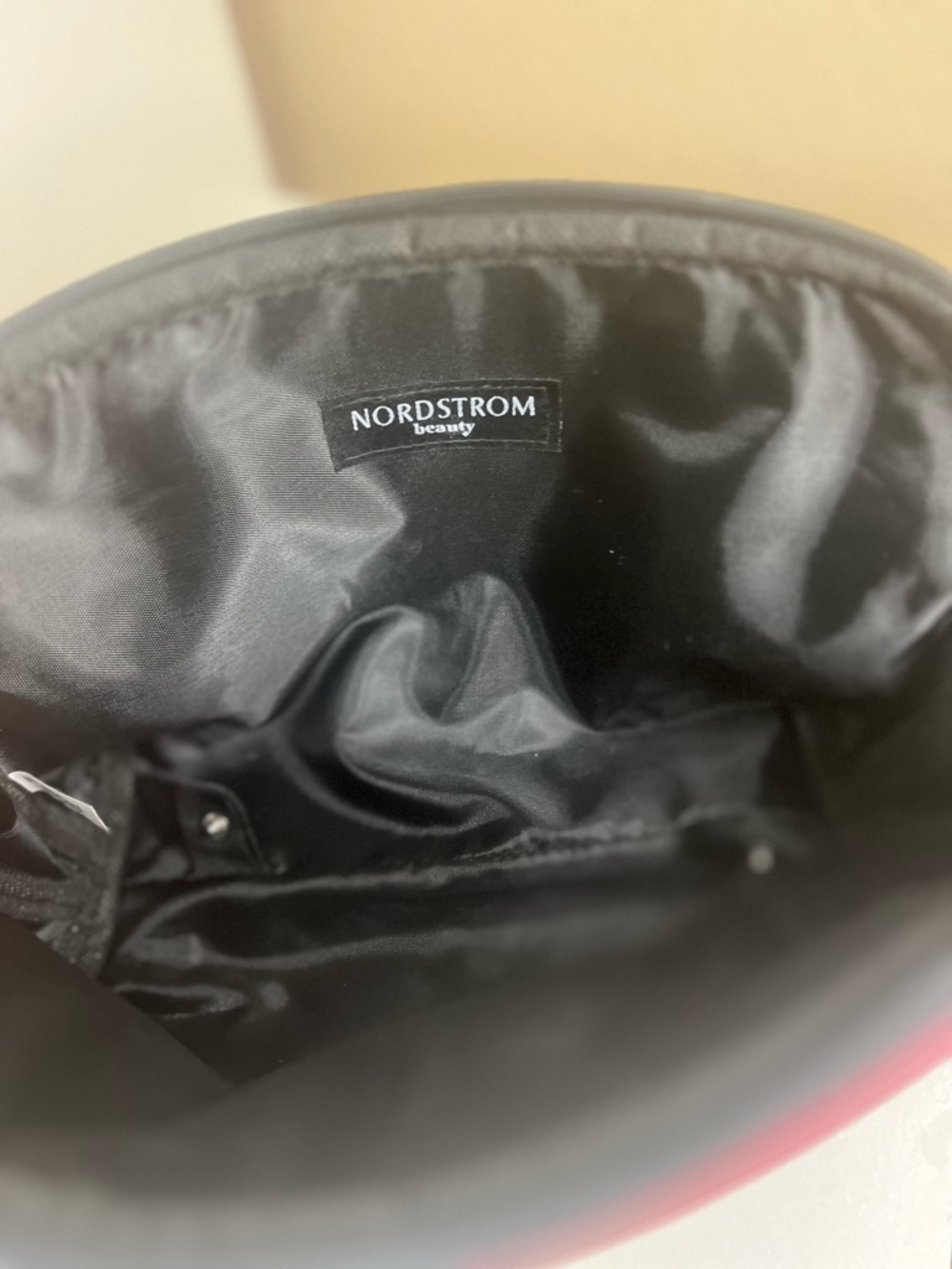 Nordstrom Beauty Black Cosmetic Pouch with Red Accent - Picture 4 of 9